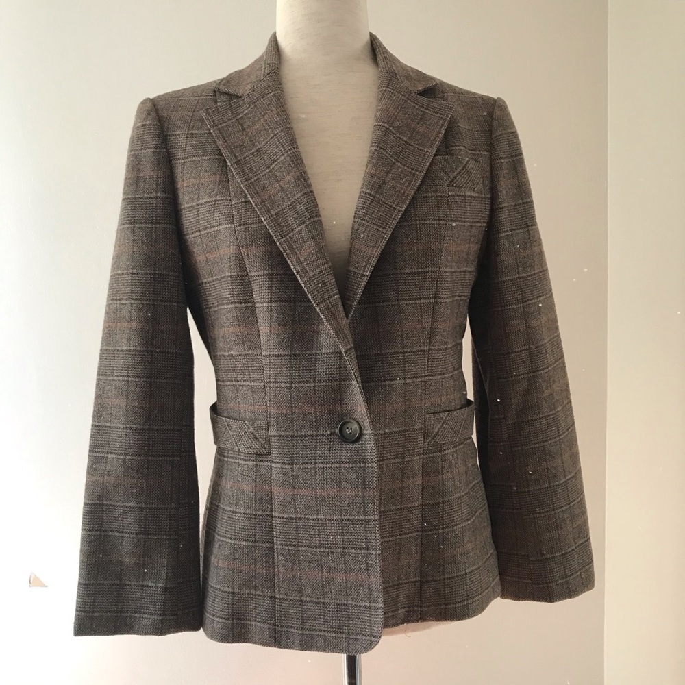 Vintage Union Made One Button Wool Plaid Blazer